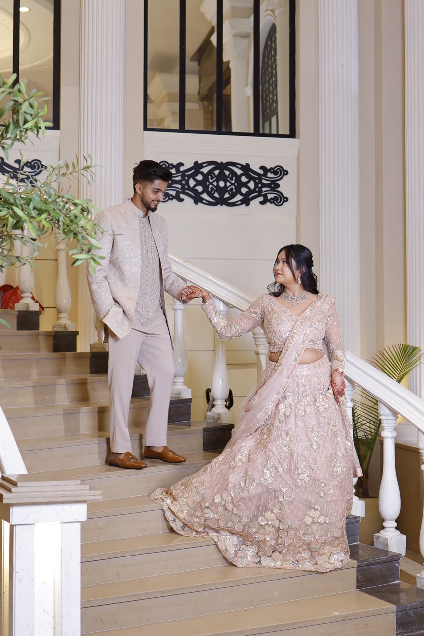 Engagement — couple on the grand staircase